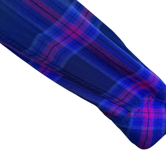 Rails Small Taitum Navy Ultra Violet Button Flannel Shirt Plaid Rayon Womens - Picture 10 of 15